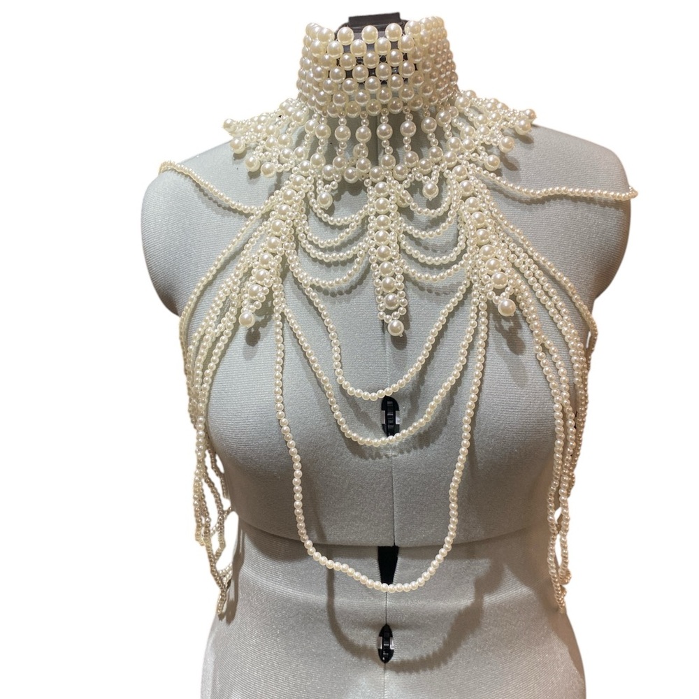 New- Pearl Bustier- Body Jewelry- Shawl- Wedding Bolero - Last One! - Picture 2 of 6